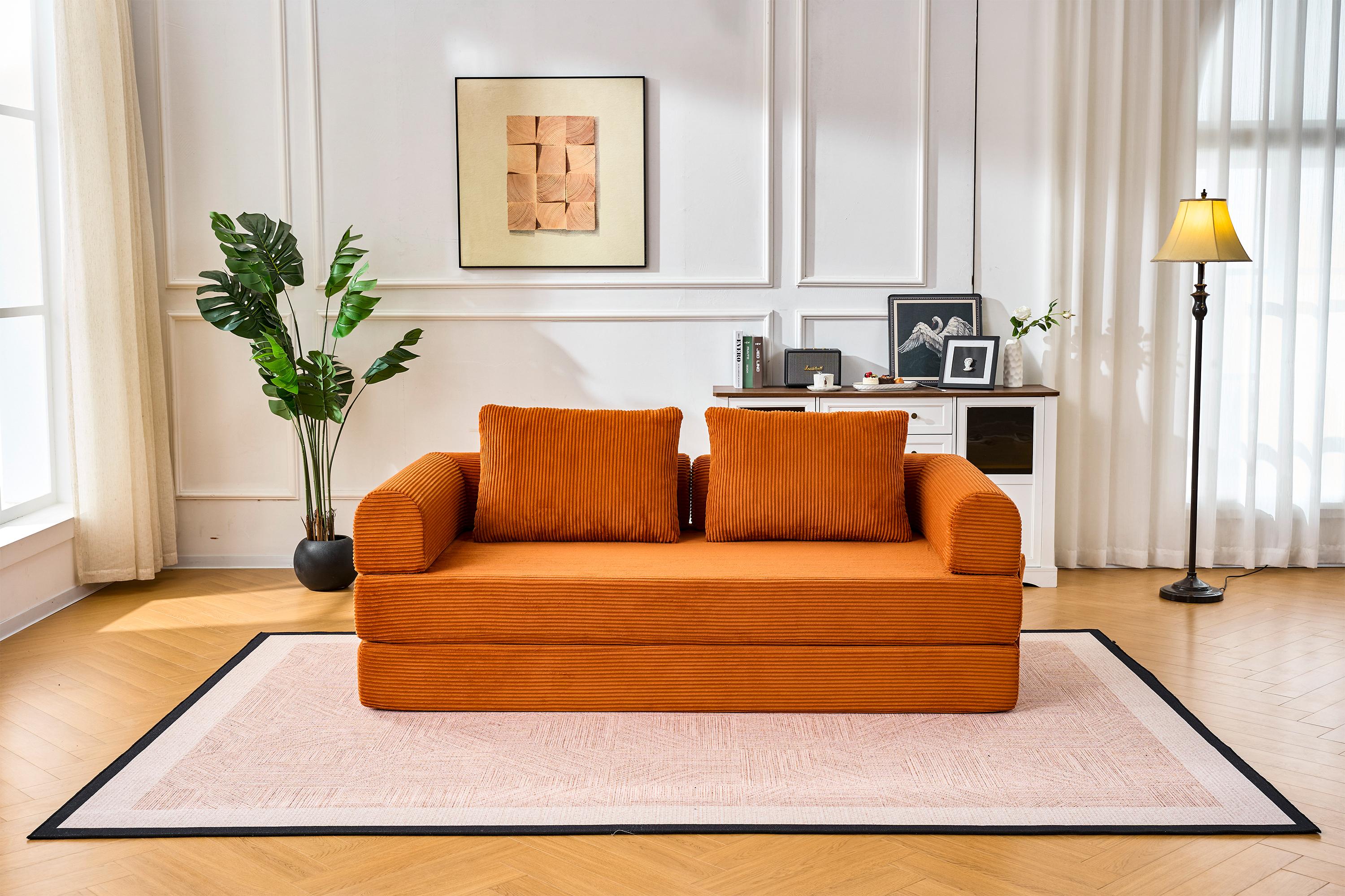 Oversized Plush “79'' 5-in-1 Boneless Convertible Sleeper Sofa Bed & loft bed | Ultra Soft Corduroy Cloud Couch with Huge Side Pocket | 4 Versatile Modes for Small Spaces - Guest Ready in Seconds & No Assembly!