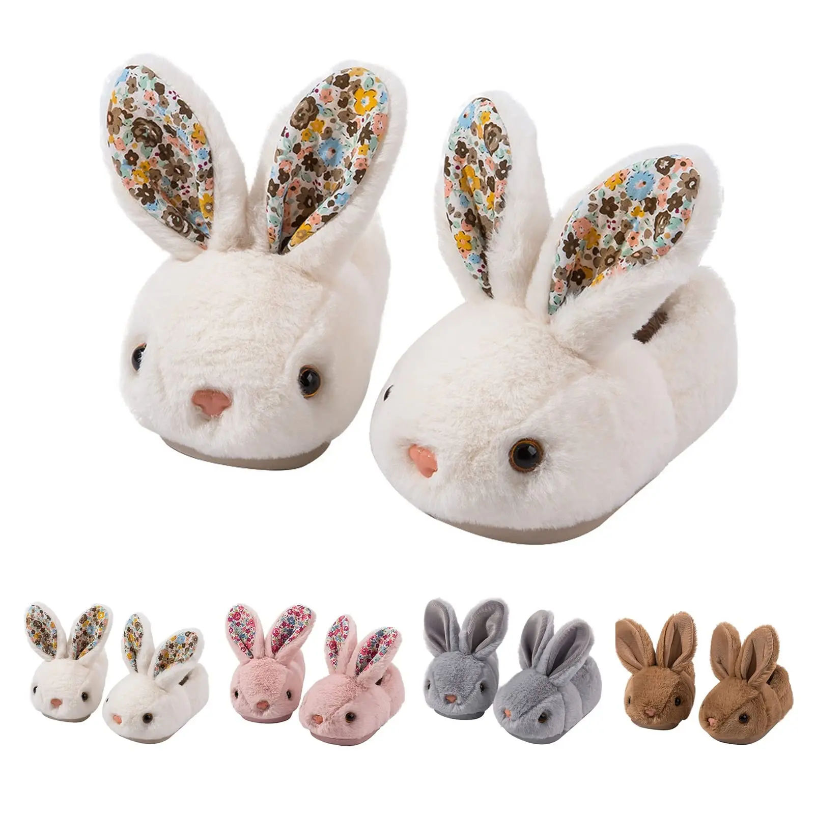 rosyclo Toddler & Kids Bunny Plush Slippers Adorable Fuzzy Design with Warm Lining Non-Slip Rubber Sole Cozy Indoor Winter Rabbit House Shoes for Girls & Boys Children Soft Cushioned Slippers Fashionable Slippers