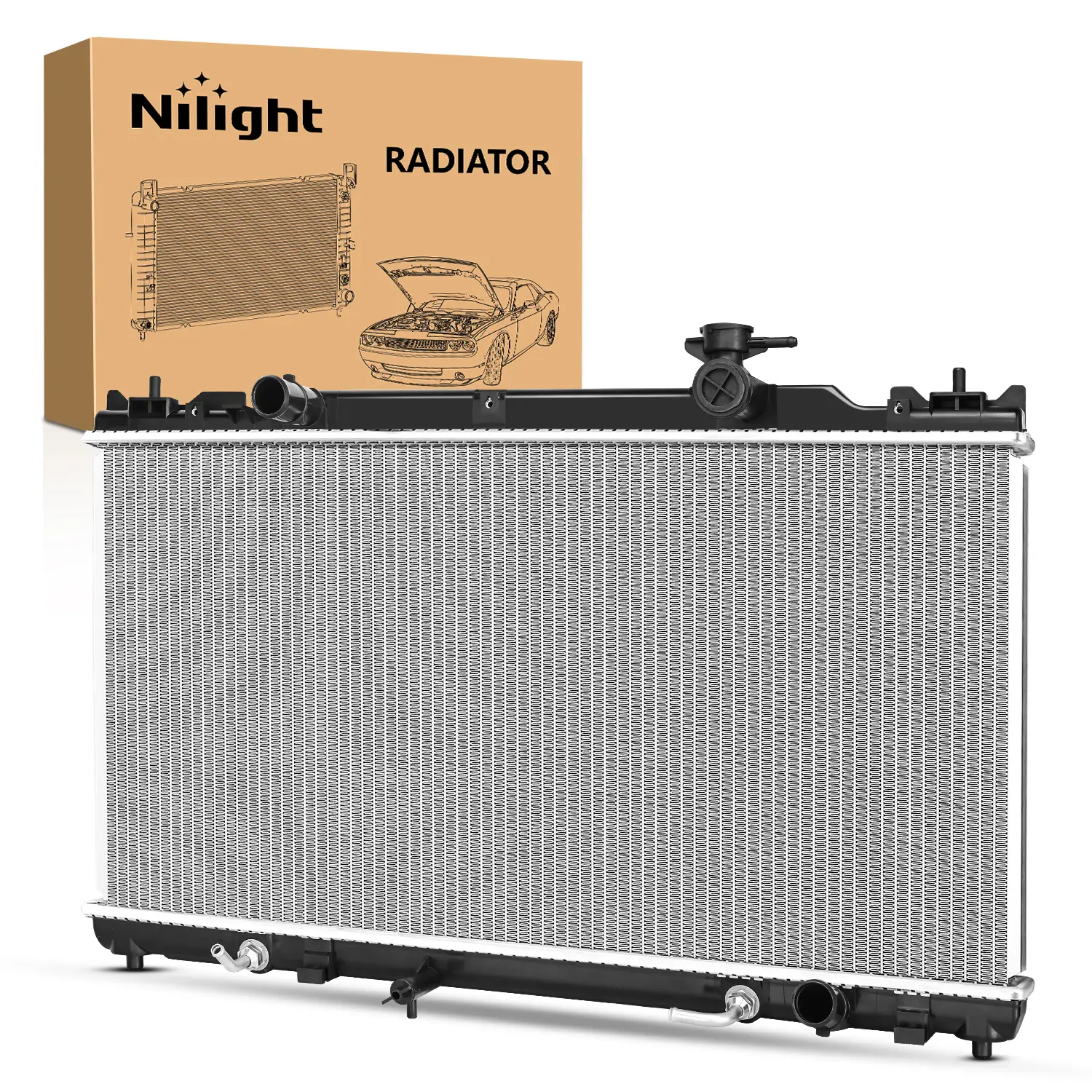 Nilight Aluminum Core Engine Cooling Radiator Complete Unit - for Toyota Camry 2002-2006, Solara 2004-2008 L4 2.4L, with Transmission Oil Cooler, Leak Tested, Precision Folded, Replaces# 164000H200, TO3010256, 1X New Complete Radiator, Abs, Heat Dissipati