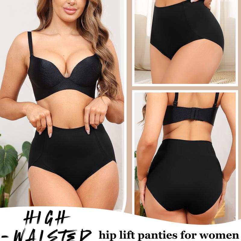 LEVAO Seamless High Waisted Underwear for Women – 4 Pack No Show Light Tummy Control Briefs, Invisible Shapewear Panties (S-XXL)