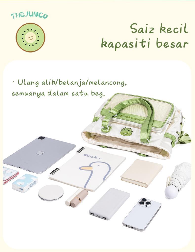 [Valentine's Day Gift] THE JUNCO Kiwi College Style Clear Barclay Ita Bag: A Large Capacity Double Shoulder Handbag for Students Also a Versatile Sling Bag for Women‘s, Perfect as a Shoulder Bags Woman and a Tote Bag for Gift