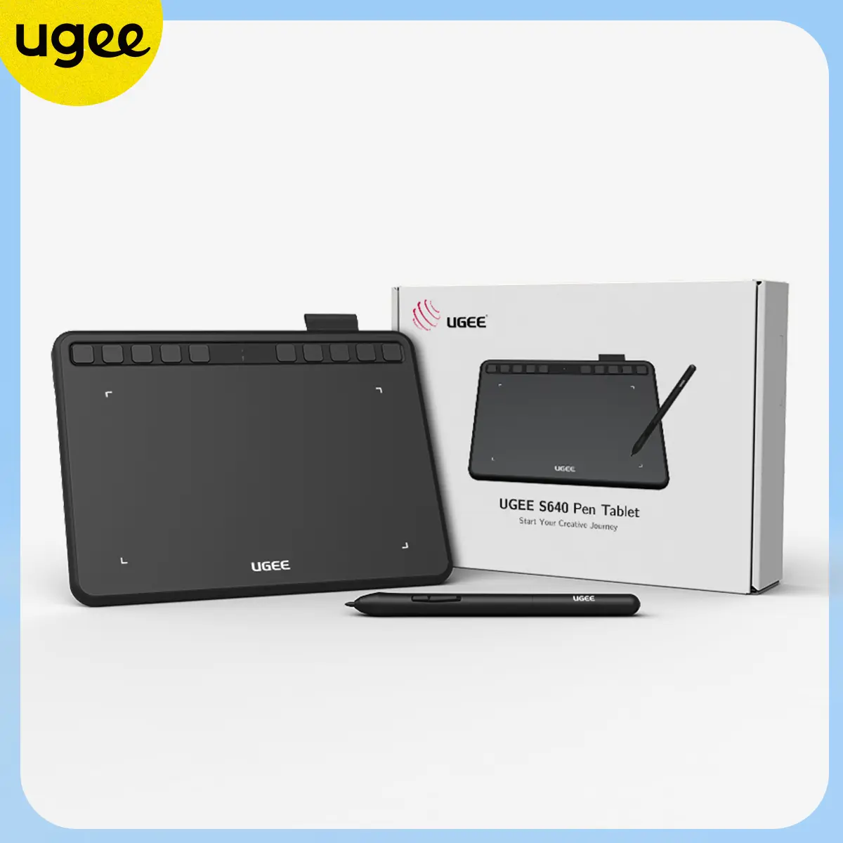 UGEE S640 Digital Drawing Pad with 10 Hot Keys,Graphics Drawing Tablet, 6.5x4 inch Pen Tablet with 8192 Levels Battery-Free Stylus Support Android/Windows/Mac OS/Chrome OS/Linux