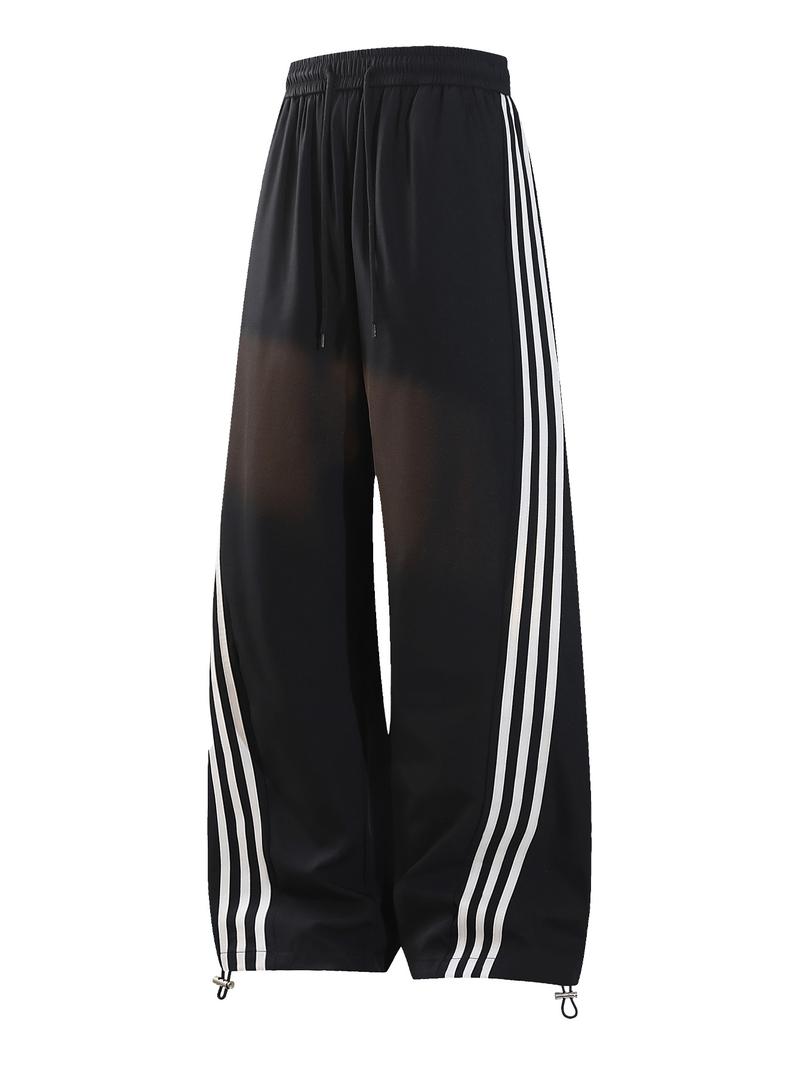 CCCMAI Men's color-block side stripe sports pants, all-season men's casual fashion trendy straight-leg pants with drawstring waistband, classic menswear sweatpants, loose casual pants, stylish activewear for men. Striped