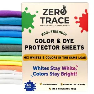 Zero Trace Eco-Friendly Color Catcher Laundry Sheets - 40 Count - Prevents Dye Transfer & Keeps Clothes Original Color - Fragrance-Free Plant-Based - Ideal for Mixed Washes Household