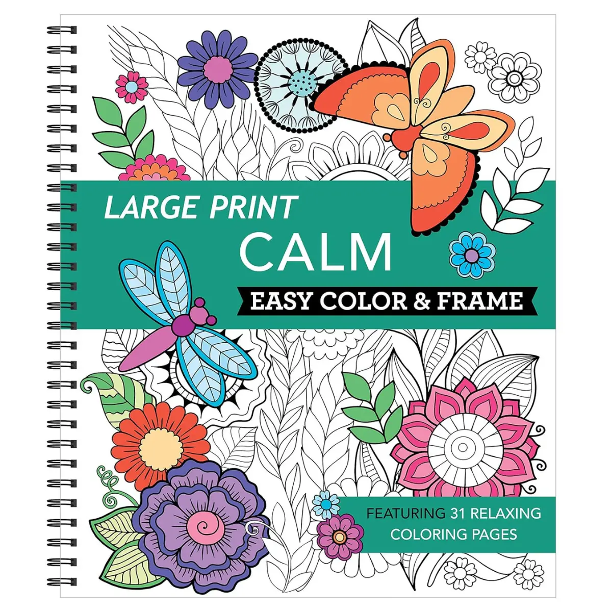 Large Print Easy Color & Frame – Calm Stress Relief Coloring Book - Spiral-bound