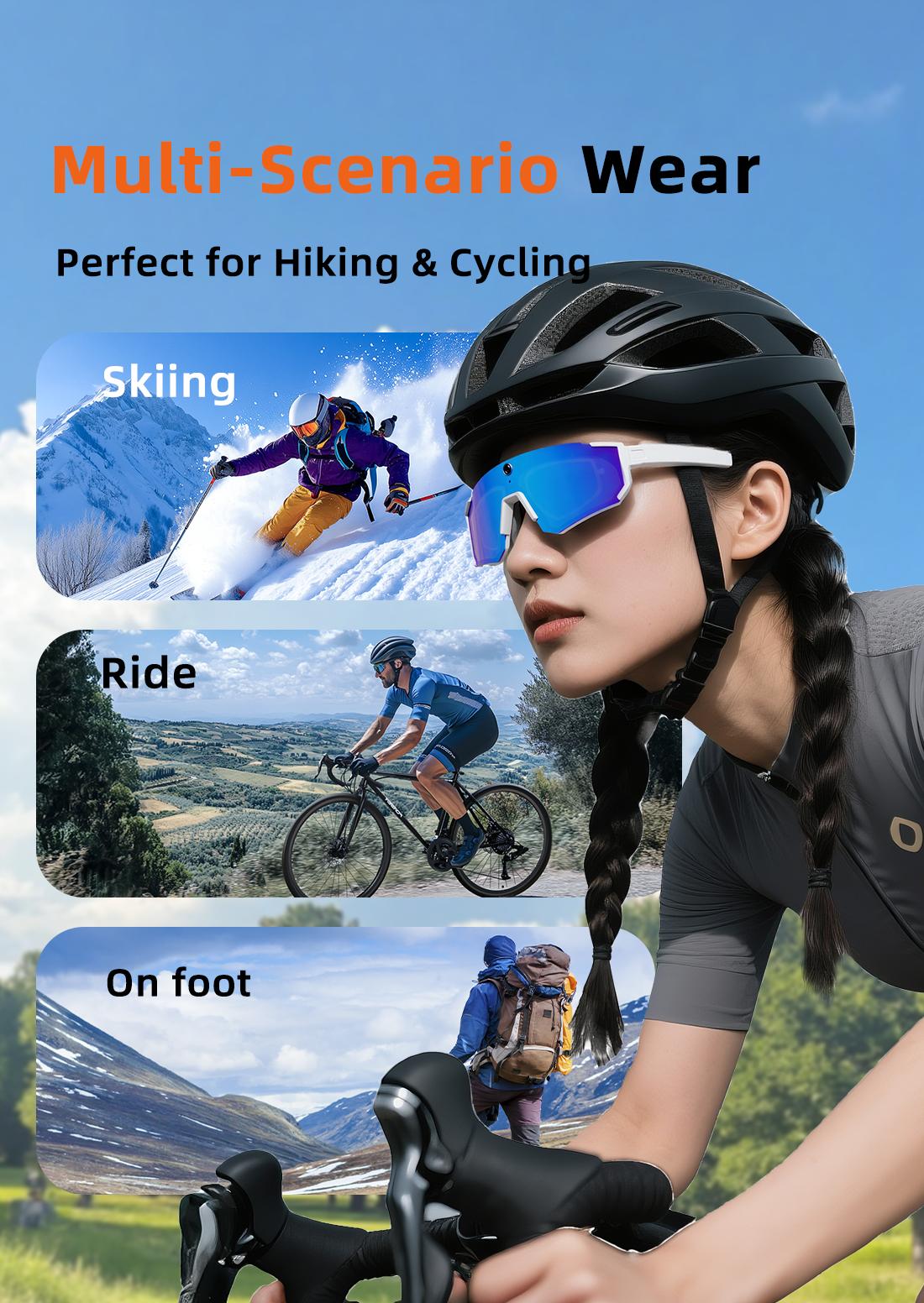 AI Smart Sports Camera Glasses: 2K Video/Photo + 260mAh Long Battery + HD Calls | Waterproof for Cycling/Skiing/Hiking | Easter gift