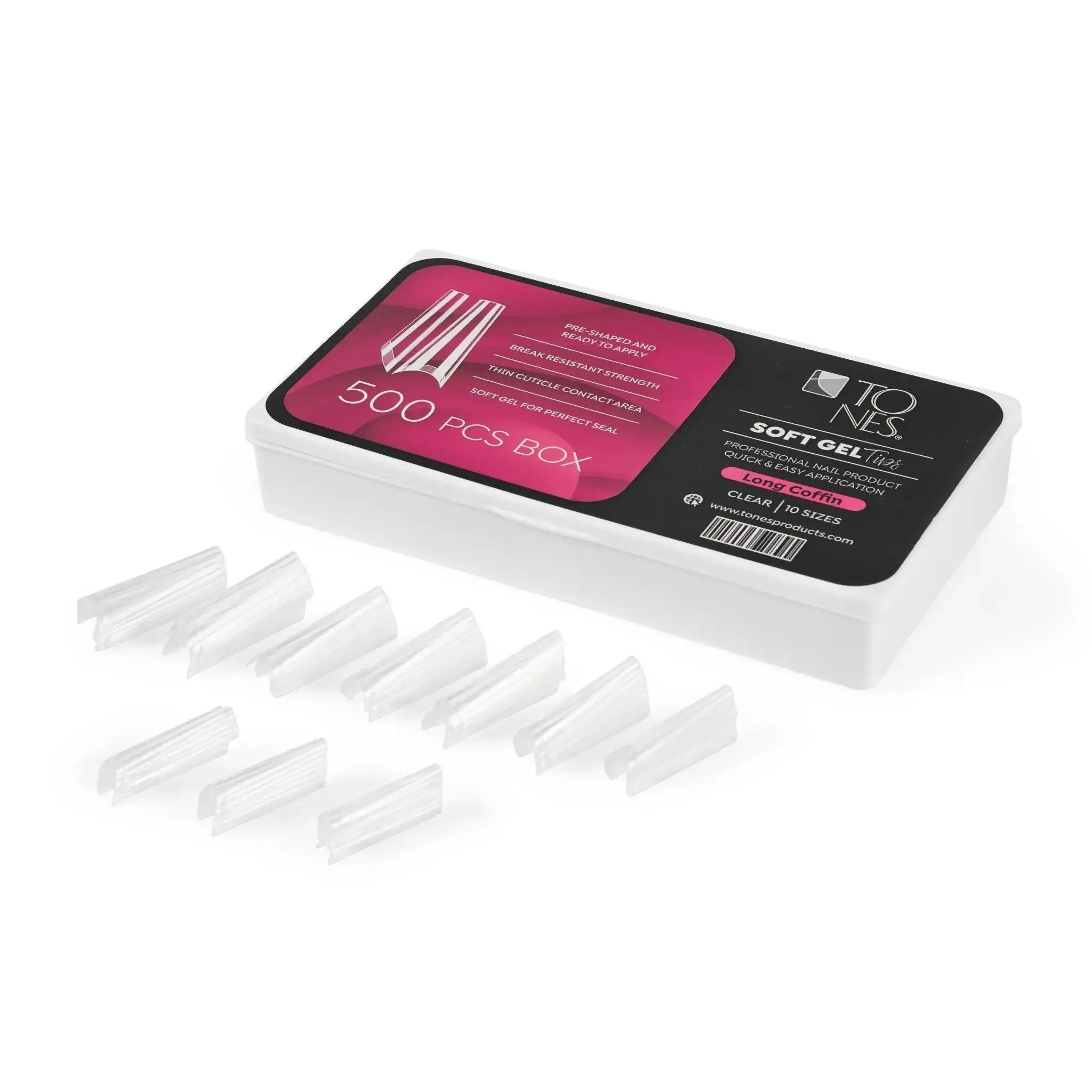 Soft Gel Tips Long Coffin - 500pcs