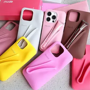 Rhode Lip Tint Silicone Phone Case with Lip Gloss Holder for iPhone 11-17 Shockproof Design Smooth Application Fashionable Protective Nutrients Convenient Daily Use