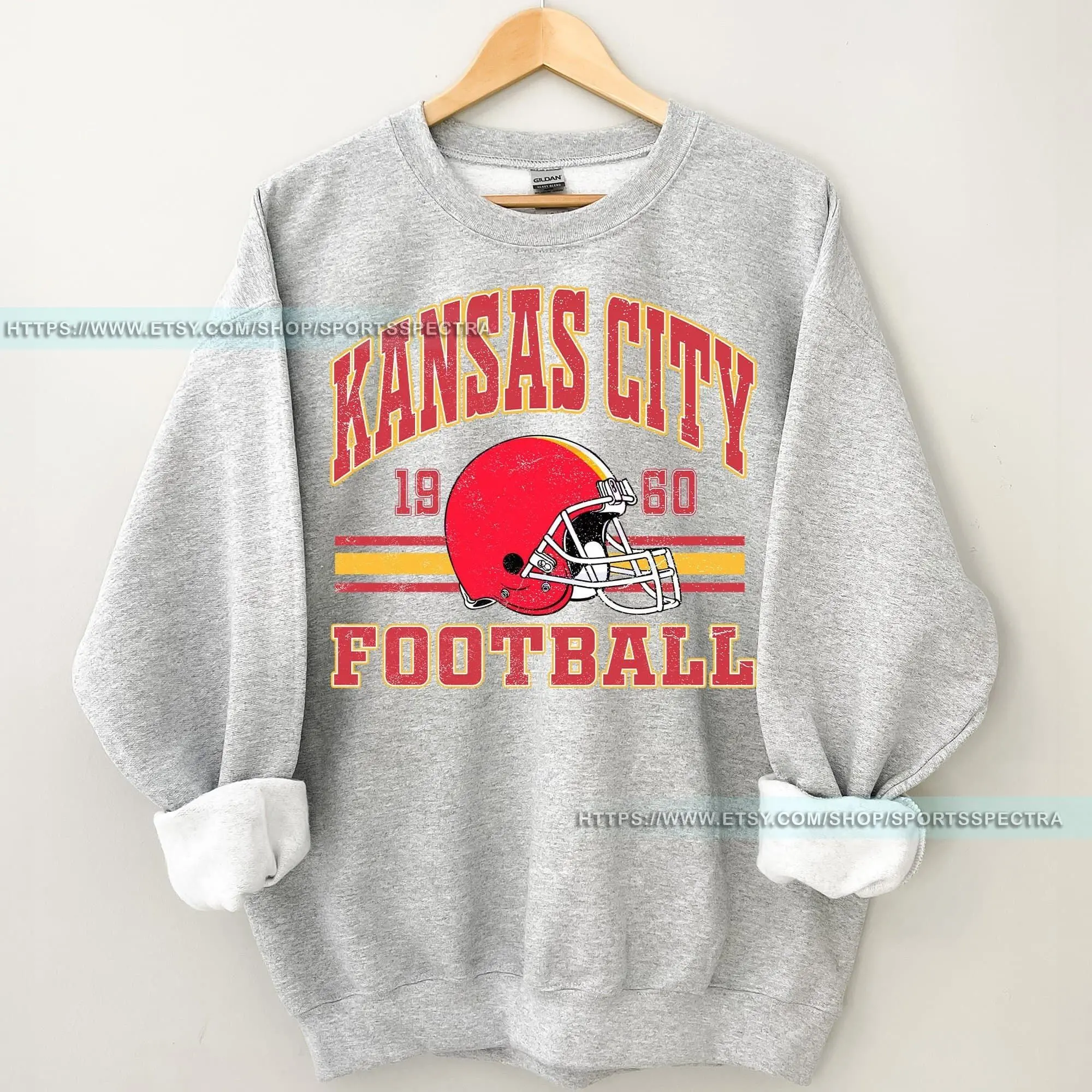 [Sale Up To 50%] Kansas City Football Vintage Crewneck Sweatshirt, Men's Sports Top, Fan Gift
