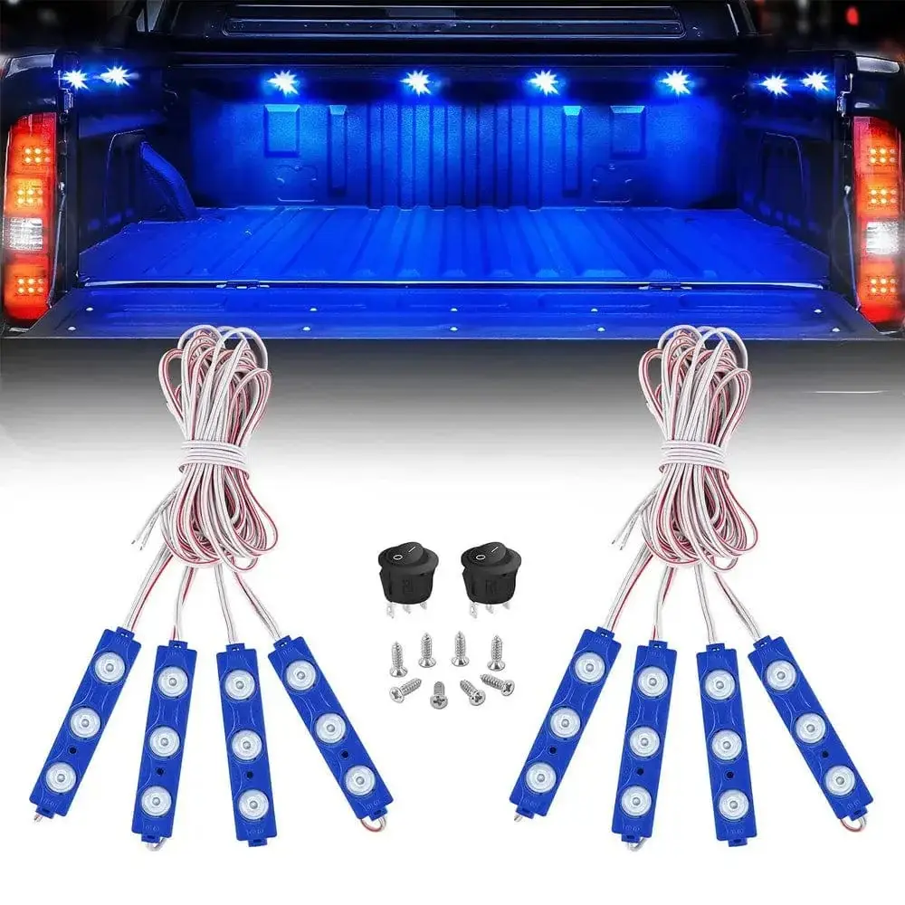 Nilight 24-LED Blue Ultra-Bright Underglow & LED Tailgate Car Light Kit, 8-Piece Weatherproof IP67 Rated Lights for Pickup Trucks, Led Tailgate Lights