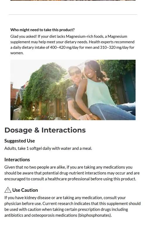 Magnesium 250 mg Softgels