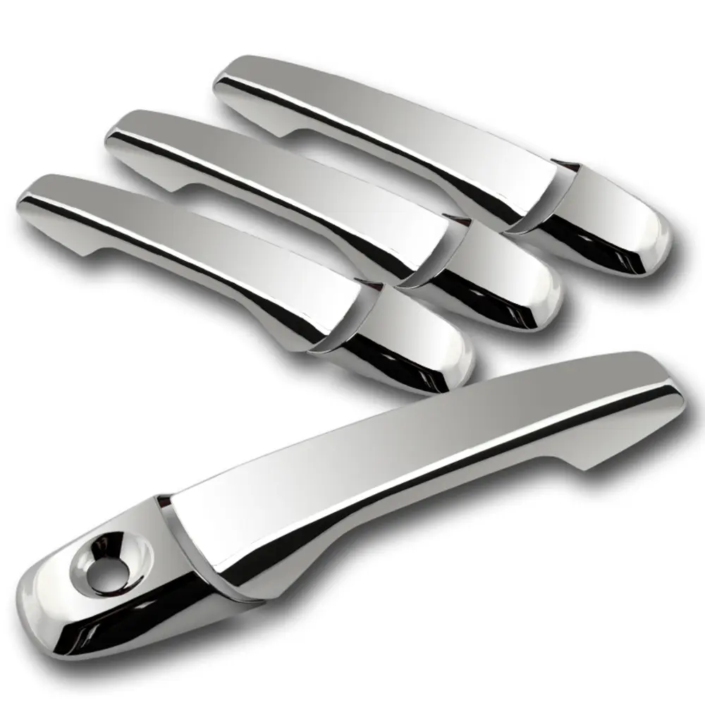 4PCS Chrome Door Handle Covers Caps Trim Compatible with 2011 - 2016 Ford Explorer / 2011 - 2016 Ford Edge (Without Passenger Keyholes, Without Smart Keyless Holes)