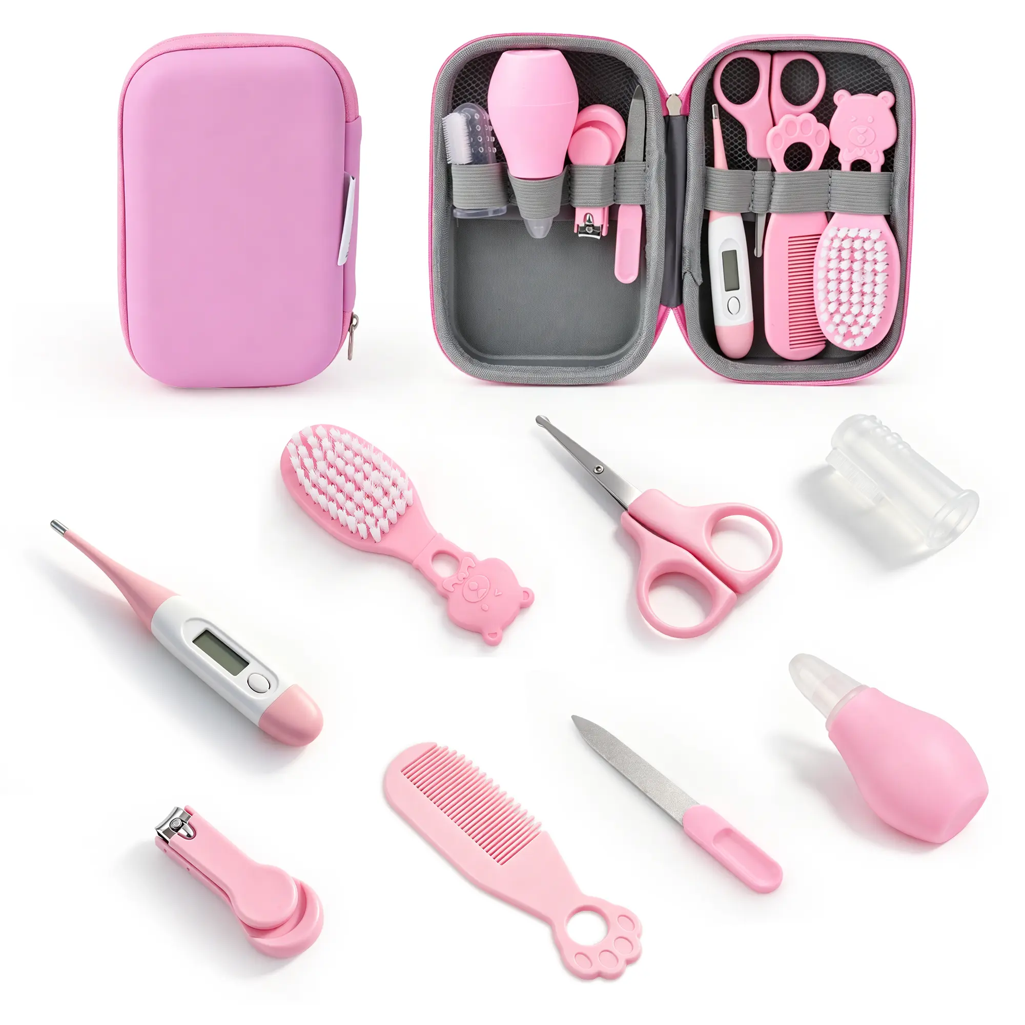 Baby Grooming Kit for Newborn, 8-in-1 Portable Essentials with Safe Steel Tools, Medicine Dropper, and Travel Case - Ideal Baby Shower Gift, Nail, Stainless Steel, Compact