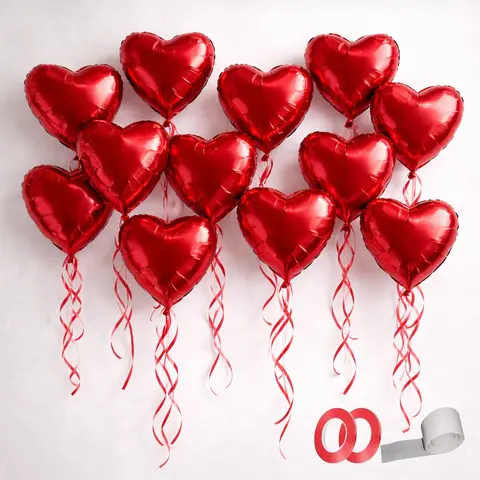 Apintop 18" Foil Heart Shape Balloons, 12-Piece Love Balloon Set for Weddings, Valentine's Day and Romantic Occasions, Foil Balloons