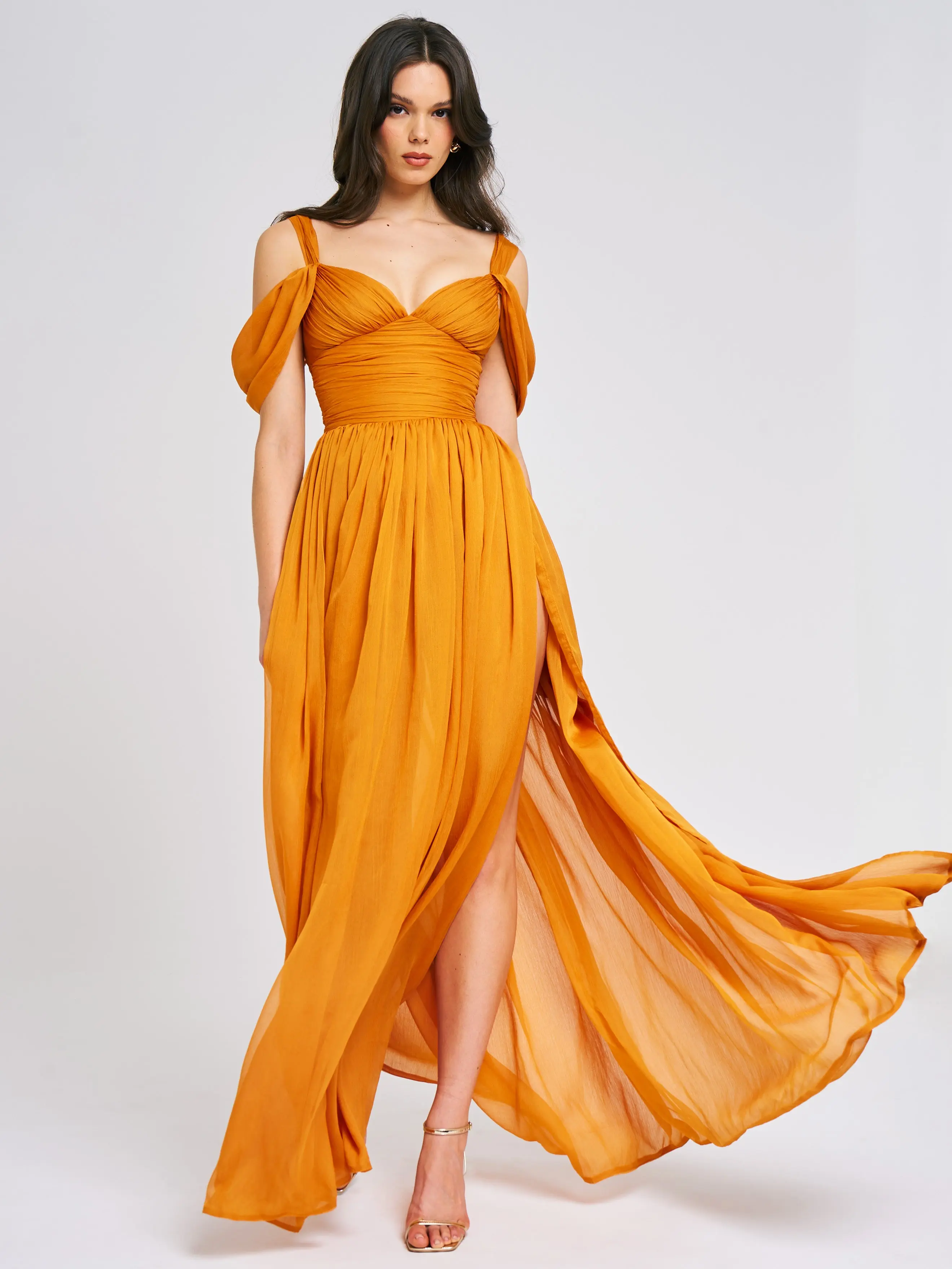 knee length dresses for ladies Floral Lace Slit Maxi Dress White / S
