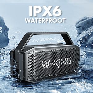 W-KING 60W (80W Peak) Portable Loud Bluetooth Speaker with Waterproof Design, Subwoofer, Large Outdoor Speaker Boombox for Party and Home Use Card Audio Handle Connection