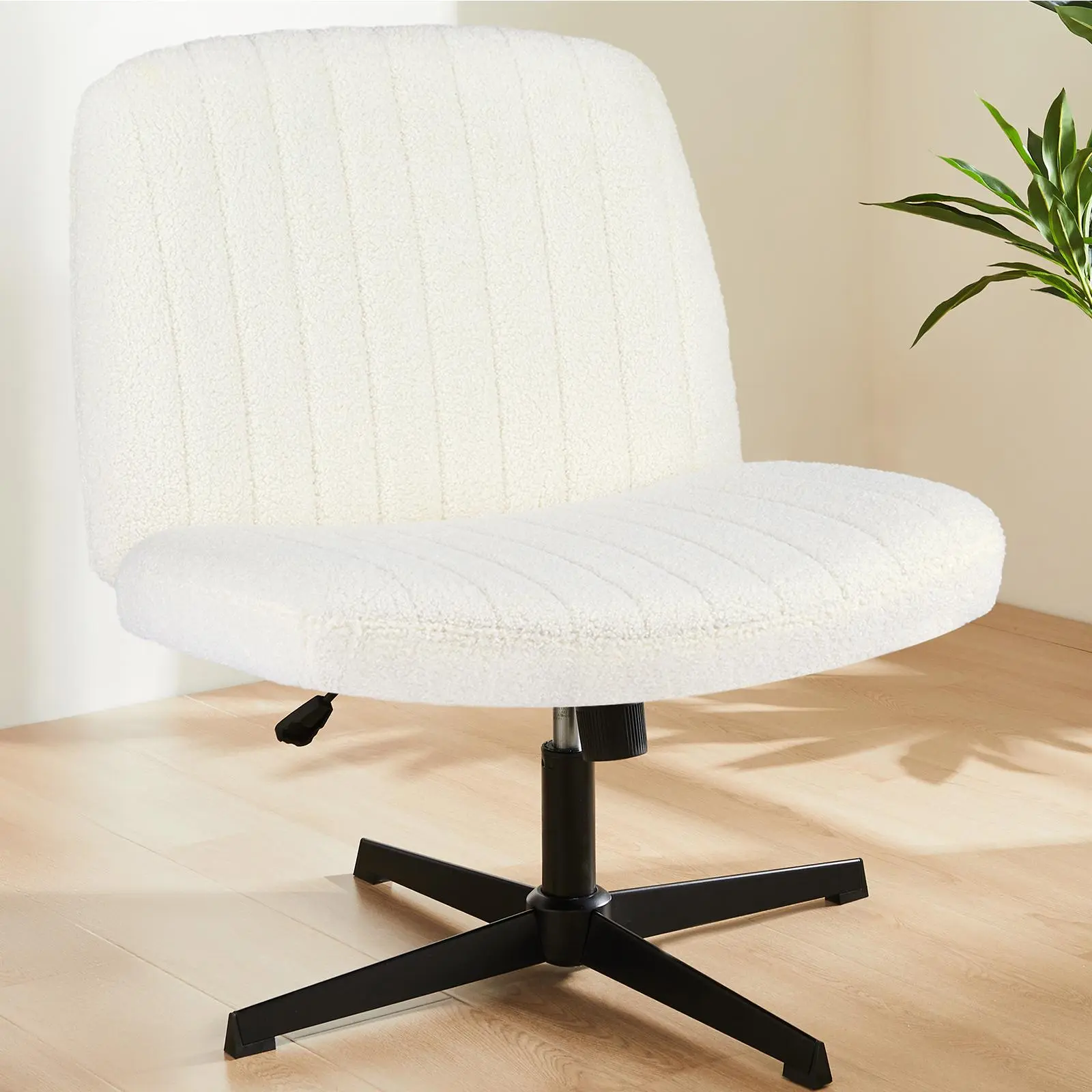 Sweetcrispy Criss Cross Chair, Wide Armless Home Office Desk Chair with Dual-Purpose Base, 360-Degree Swivel, Height Adjustable