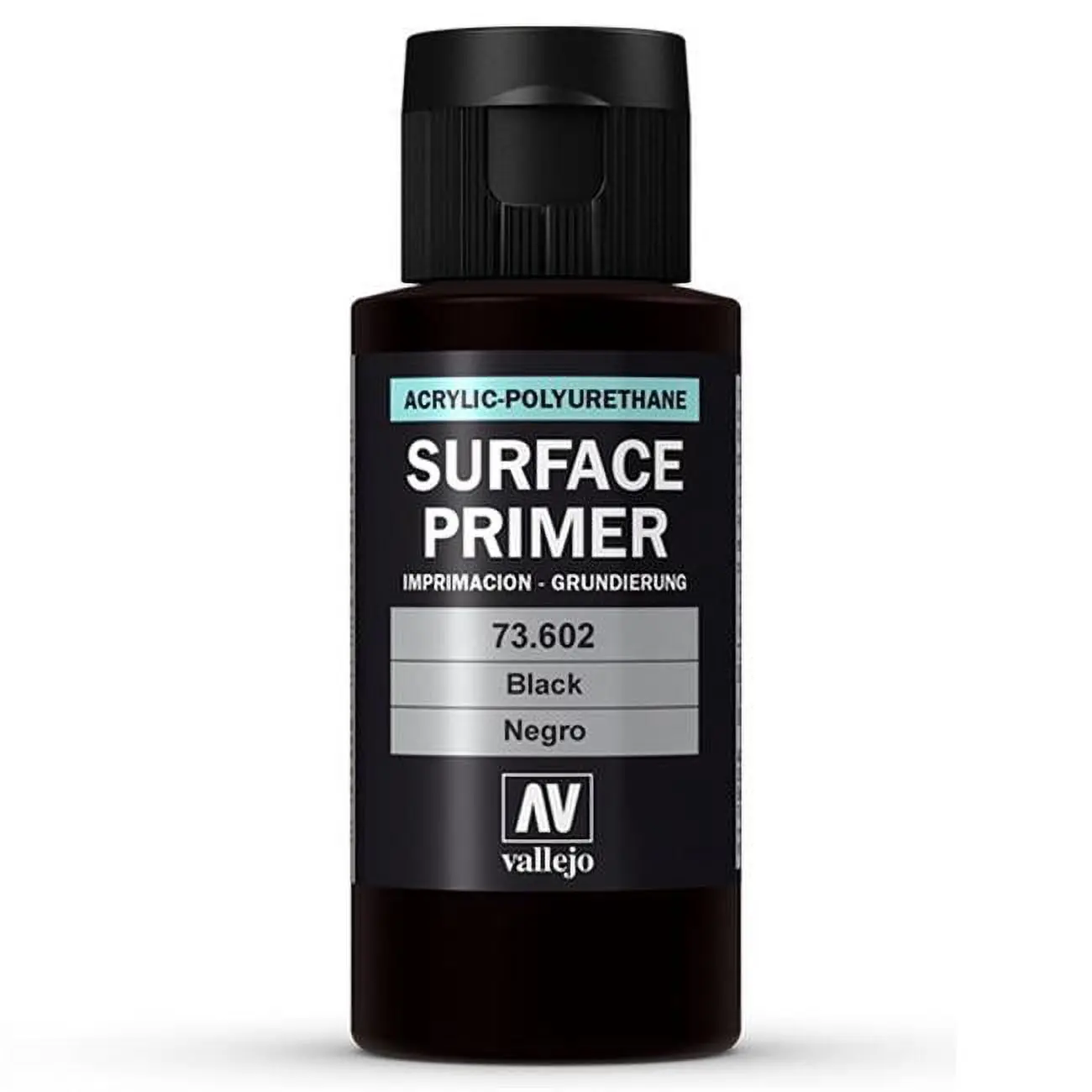 Acrylicos Vallejo Surface Primer Paint - 60ml, Black, Matt Finish, Airbrush Ready Art Material for Office Stationery, School Educational Art Supply Needs, Art Materials, Self-Leveling