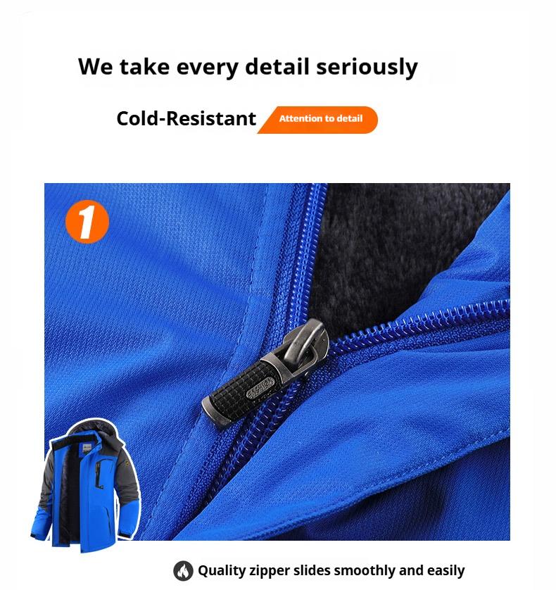 Men's Warm Fleece Outdoor Mountain Hooded Winter Jacket Windproof & Warm Fleece Lined Regular Fit Casual Long Sleeve Front Zipper Coat with Pockets Suitable for Autumn and Winter