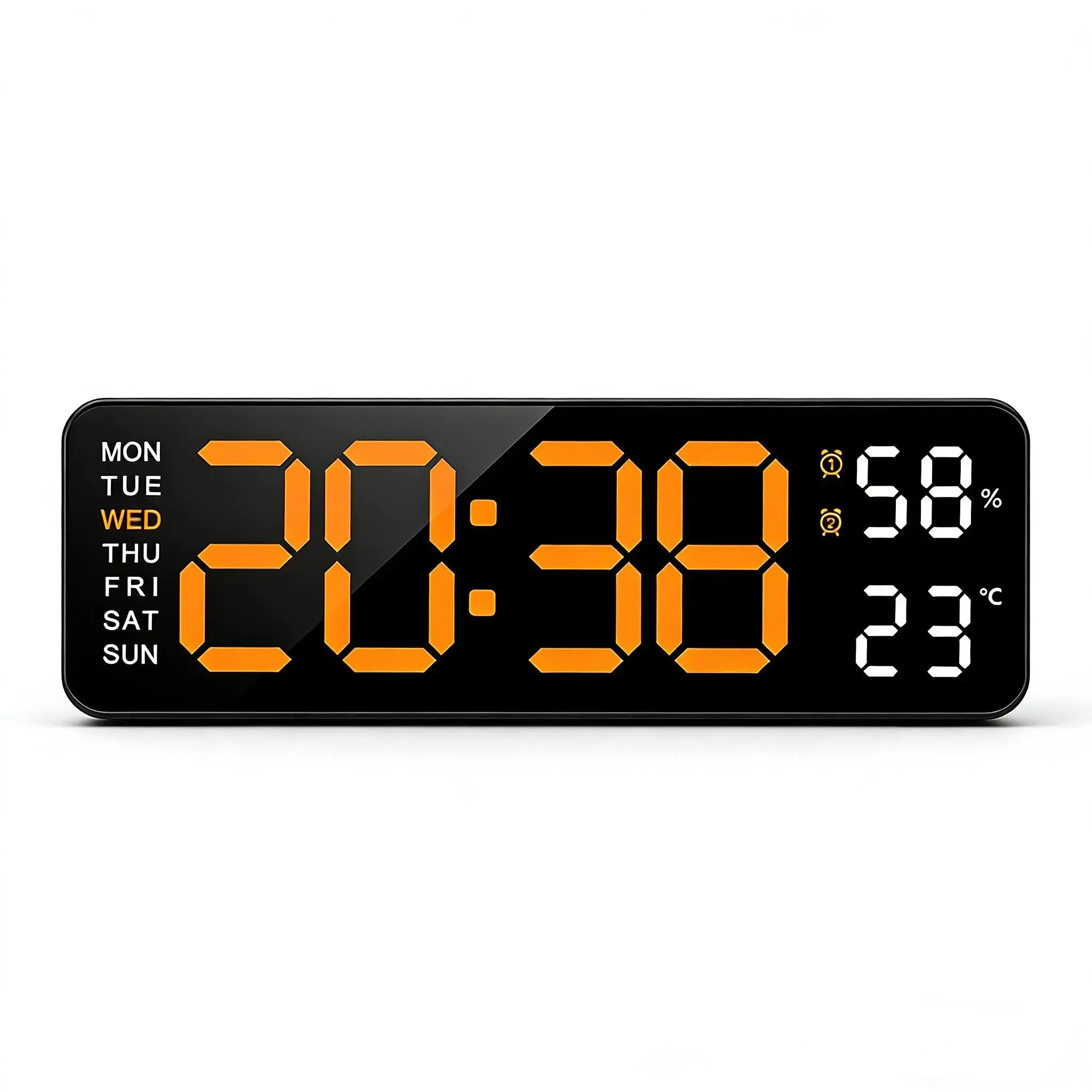 Digital Wall Clock Large Display, 9" LED Wall Clocks for Living Room Decor, Digital Clock with Temperature/DST/Auto-Dimming/Humidity/Snooze - 12/24H, Silent Digital Clocks for Seniors Kids