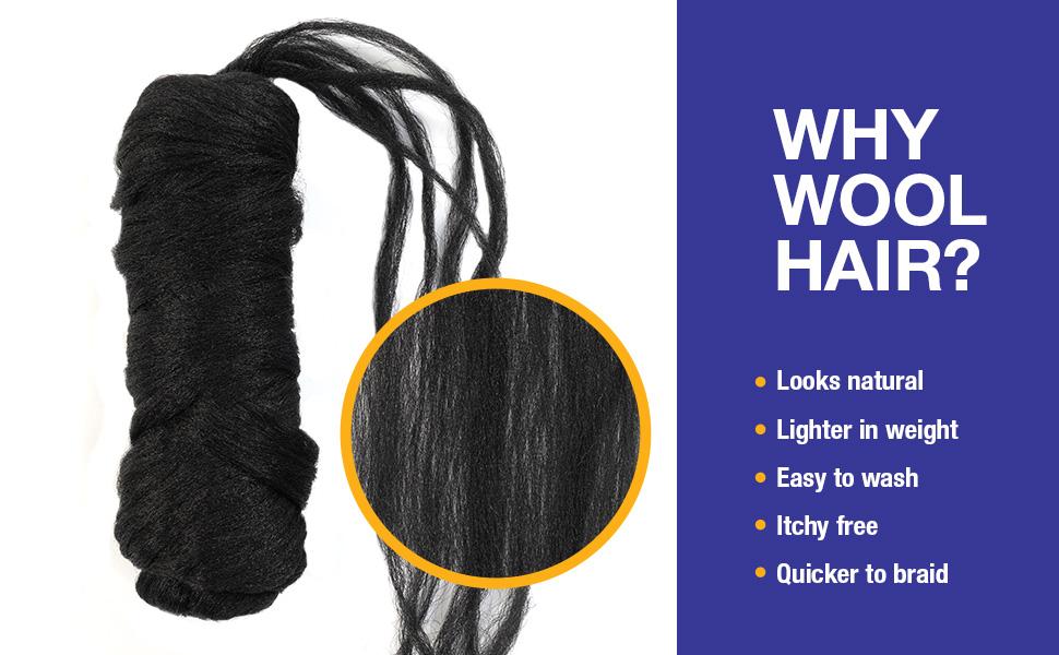 Authentic Brazilian Wool Hair Yarn for Braids 3pcs