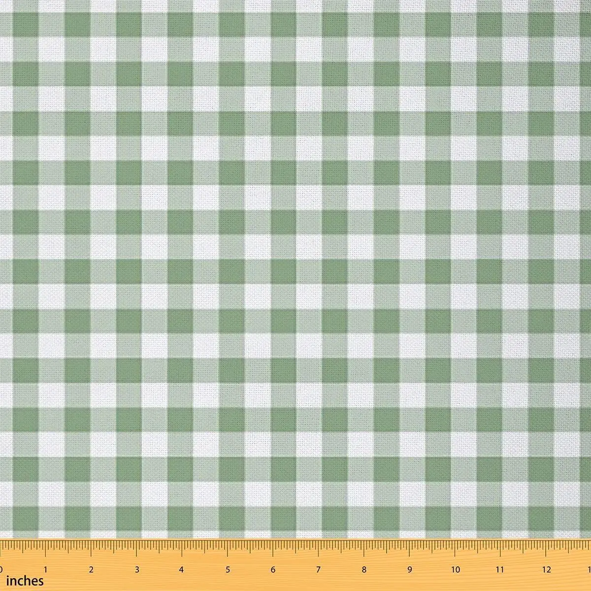 Checkered Fabric by The Yard,Light Green White Classic Gingham Buffalo Plaid Modern Simple Style for Decoration,Geometric Grid Art Print Room Decor Soft Polyester