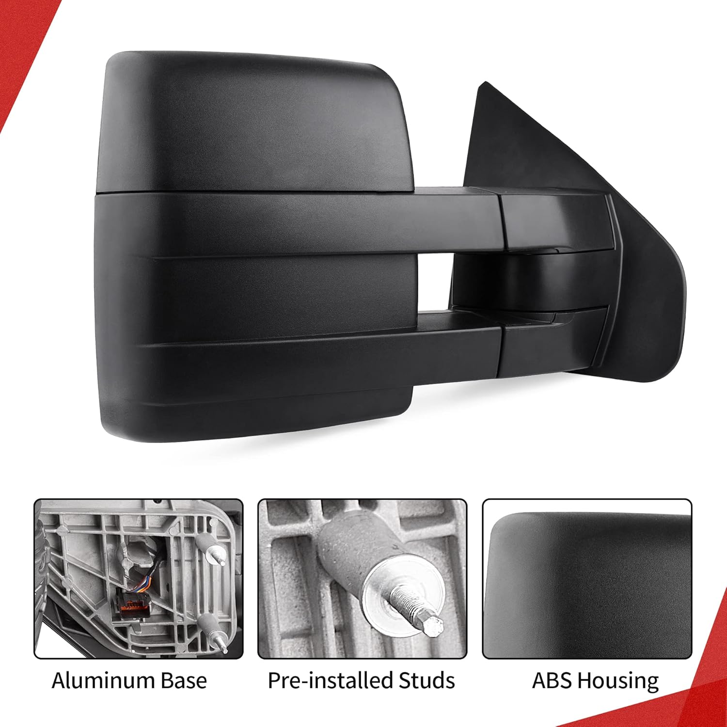 YITAMOTOR Towing Mirrors Car Accessories for 2007-2014 Ford F150 Power Heated with LED Signal and Puddle Light Tow Mirrors (Pair Set)