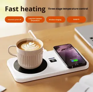 All In One Wireless Charger Heated Cup Warmer Pad Fast Charging Temperature Adjustable Holder for Office & Home Use Quick-heating Constant Temperature