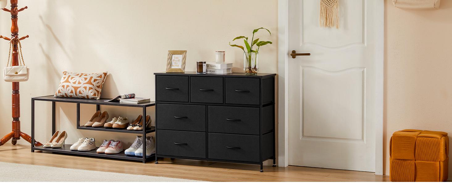 【New Color】Drawer Dresser Organizer, Storage Drawers, Fabric Storage Tower with 7 Drawers, for Bedroom, Closet, Living Room