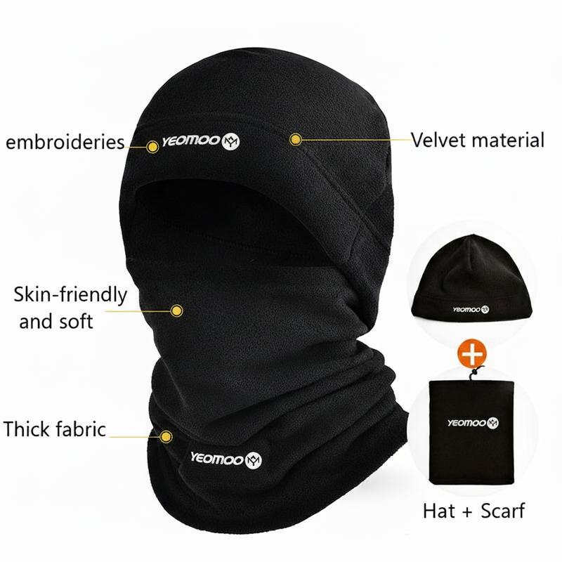 Yeomoo Windproof Beanie with Scarf Warm Two Pieces Face Mask Polar Fleece Balaclava Hood Face Mask Ski Mask For Cycling Skiing Fishing Farms And Outdoor Training Stay Warm And Protected Party Hat