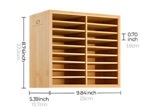 Ohuhu Bamboo Marker Organizer: Holds up to 126 Markers - with 18 Compartments - Right Angle Side - Wooden - Art Brushes Stationary Organizer Pencil Holder  for Home, Classroom, Office Decor - Marker Organizer Series of Ohuhuart