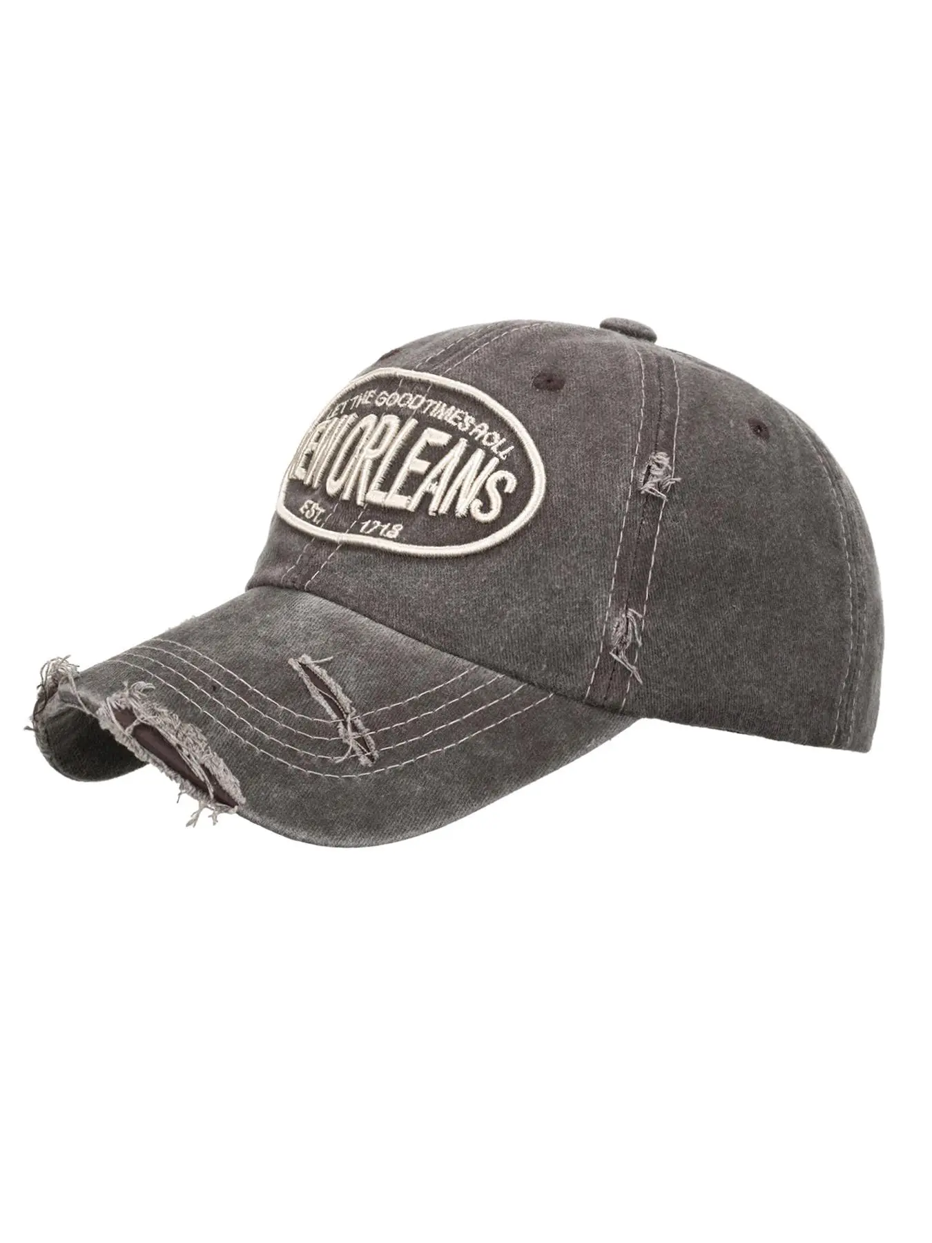 Unisex New Orleans Embroidery Distressed Baseball Cap for Outdoor Sports, Vintage Washed Hip Hop Hat, Streetwear Cap, Street Fashion Cap, Street Style Cap, Embroidered Caps