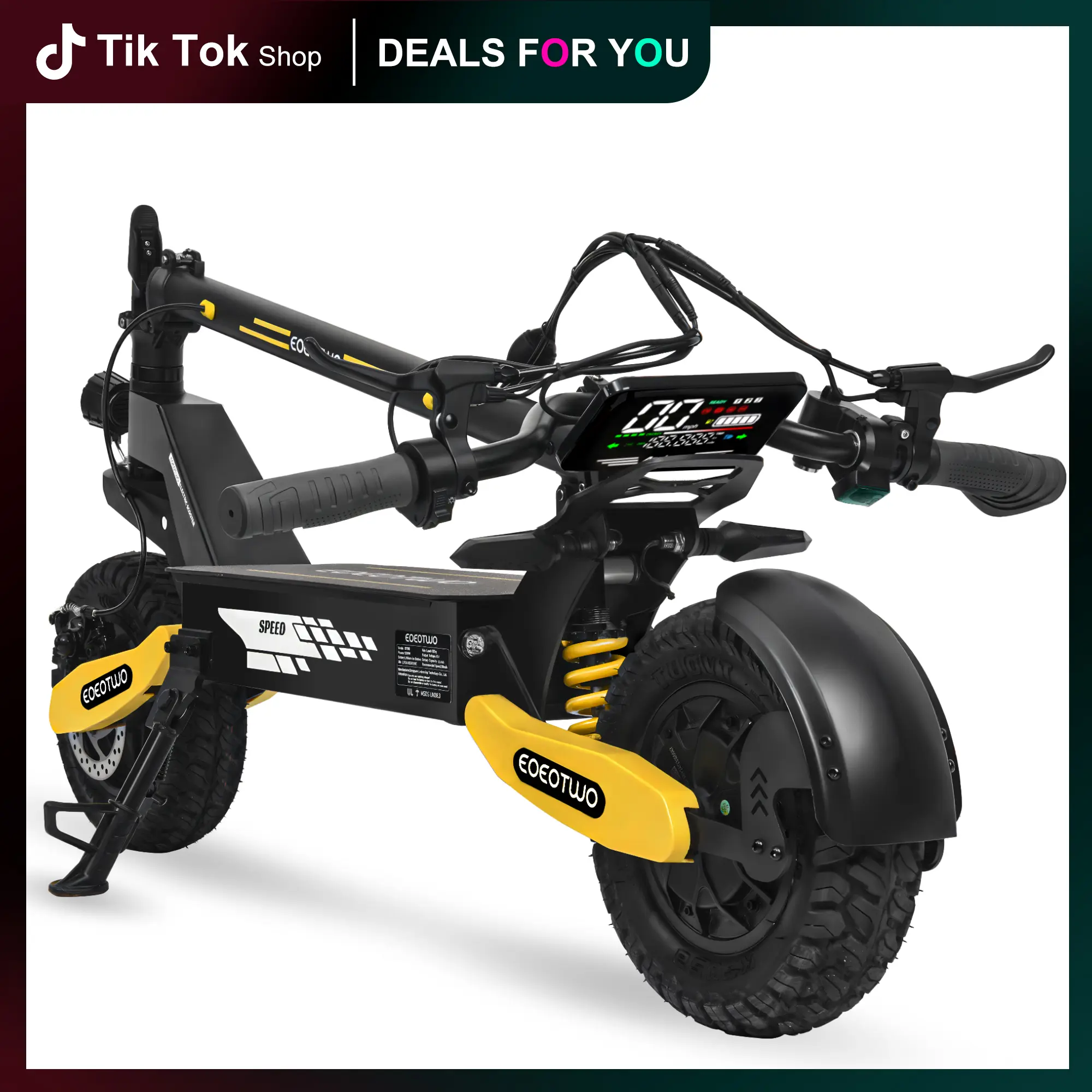 EOEOTWO electric scooter for adults, 25/40 miles long distance, maximum speed of 28 MPH, 1200W electric scooter foldable, 11-inch off-road tires, turn signal lights, double suspension and double brakes
