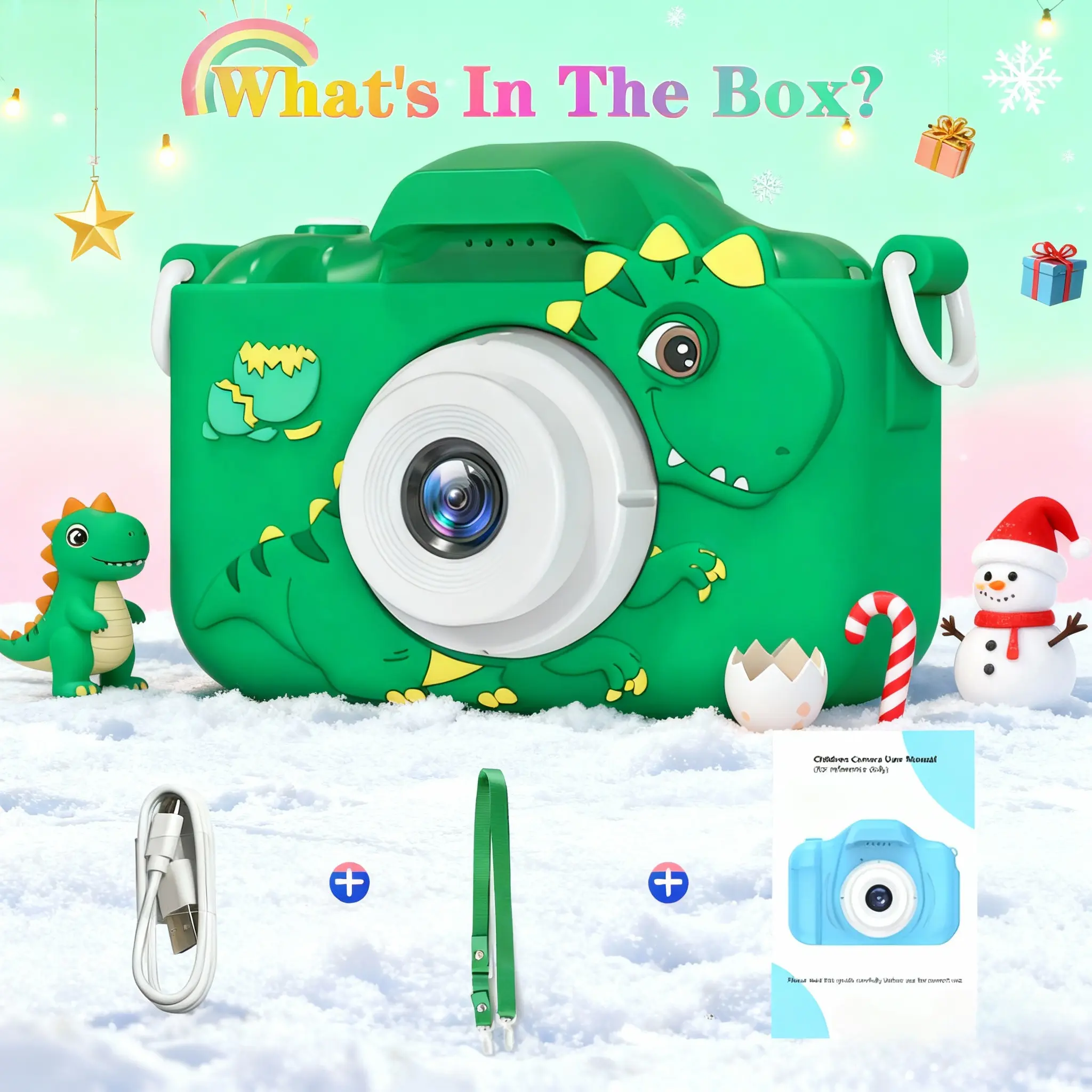 Kids Digital Camera Toy with Video Function for Ages 3-12, HD Selfie Camera Digital, 32GB SD Card & Cute Silicone Case, Top Birthday Gift for Kids, Kids Video Camera