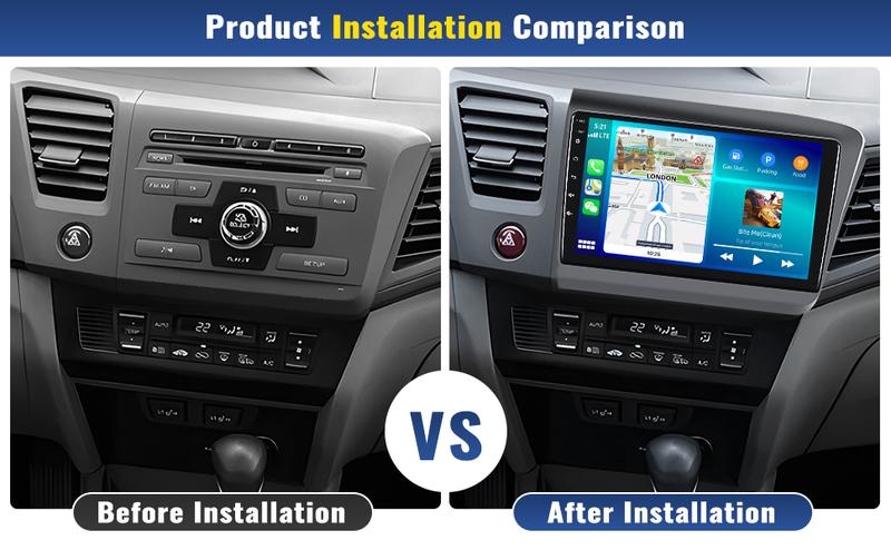 5G WiFi Car Stereo for Honda Civic 2012 2013 2014 2015 [2+64G] with Wireless Carplay & Android Auto, 9 Inch Touch Screen Car Radio Bluetooth GPS Navigation DSP FM SWC for Honda Civic Radio