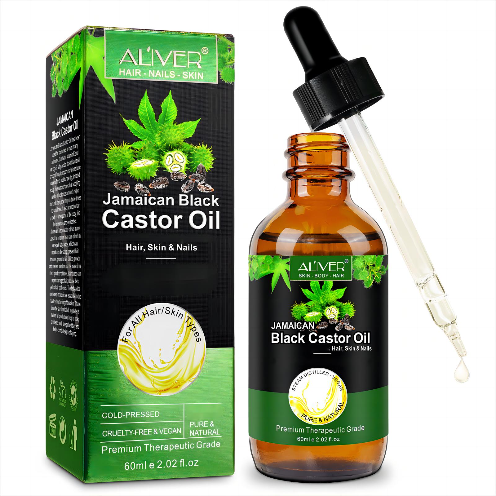 LIVER Black Castor Oil for Fuller-Looking Hair, Lashes & Brows -  Pure Nourishing Scalp Oil - Strengthening Treatment for Skin & Nails - 60ml