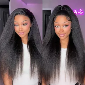 Vshow Yaki Straight 3 In 1 Half Wigs For Women Flip Over Human Hair Wigs Natural Blend 250% Density