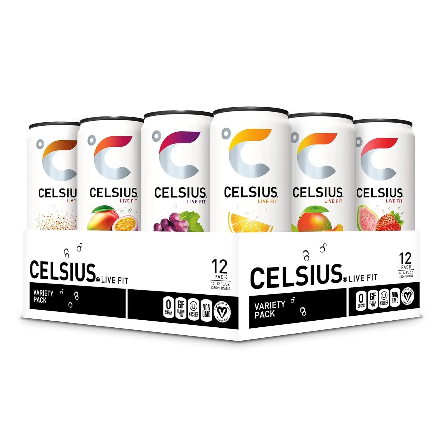 CELSIUS Official Assorted Flavors Variety Pack Functional Energy Drinks, 12 fl oz Cans (Pack of 12)
