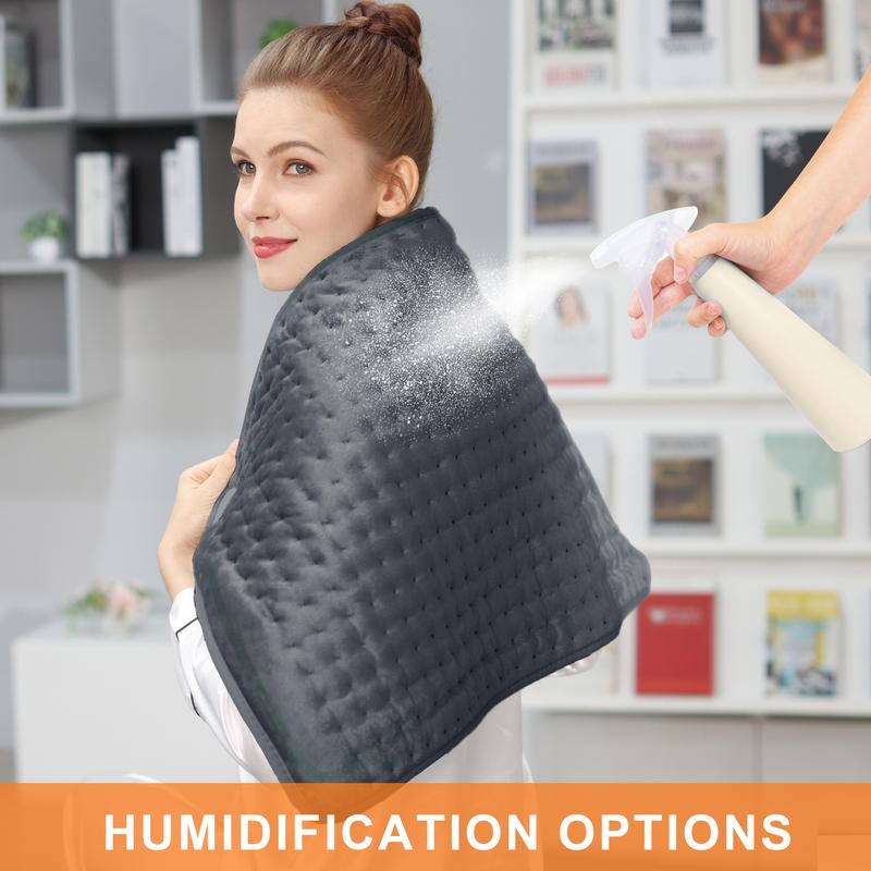 Dark Gray Heating pad, size 40in×20in, 33in×17in, 24in×12in, 6 temperature levels and 4 time settings, portable, back, neck, shoulders and legs heating, machine washable, perfect holiday gift for men, women, parents, Christmas gift