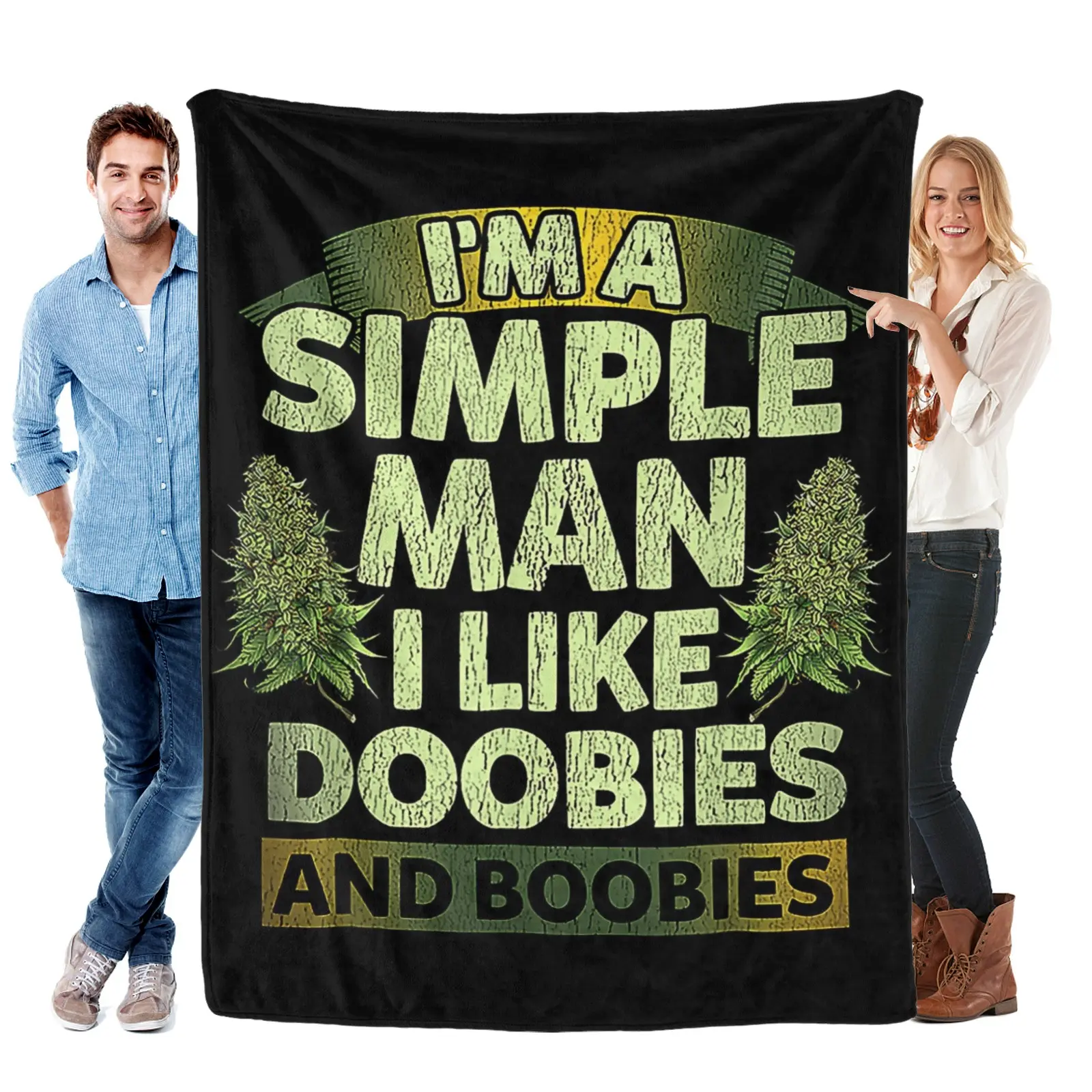 I M A Simple Man I Like Doobies And Boobies Weed 420 Blanket Gift for Girls Boys Women Men Super Soft Flannel Throw Blanket for Sofa Couch Bed Camping Travel Plush Warm Cozy Home Decor All Seasons