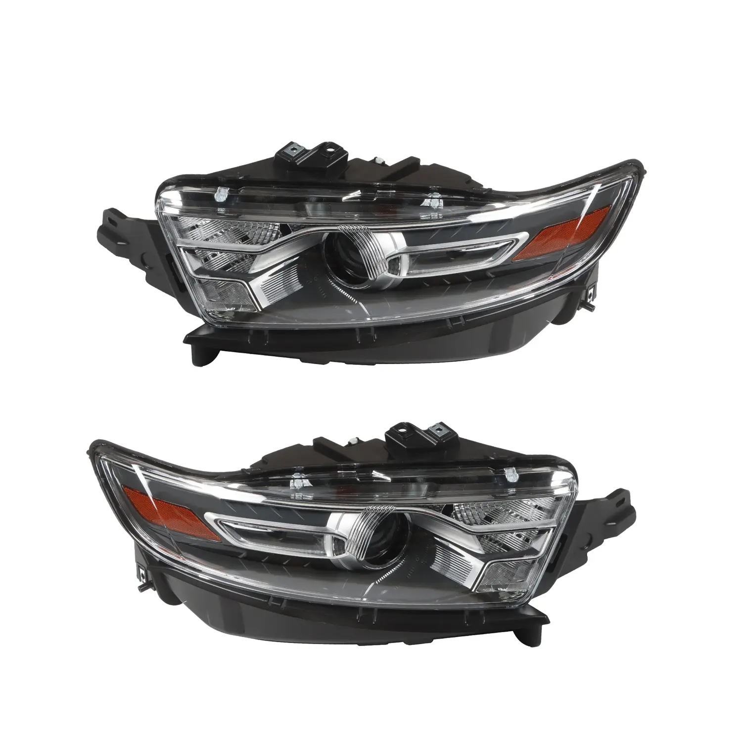 Nakkaa Halogen Headlight Assembly with Gray Trim - 1 Pair (Left Driver Side & Right), Polycarbonate, 9012 Bulbs, Composite Type Housing, Factory Look, Dust & Moisture Protection, Safe Night Ride, Fit for 2013-2014 Ford Taurus