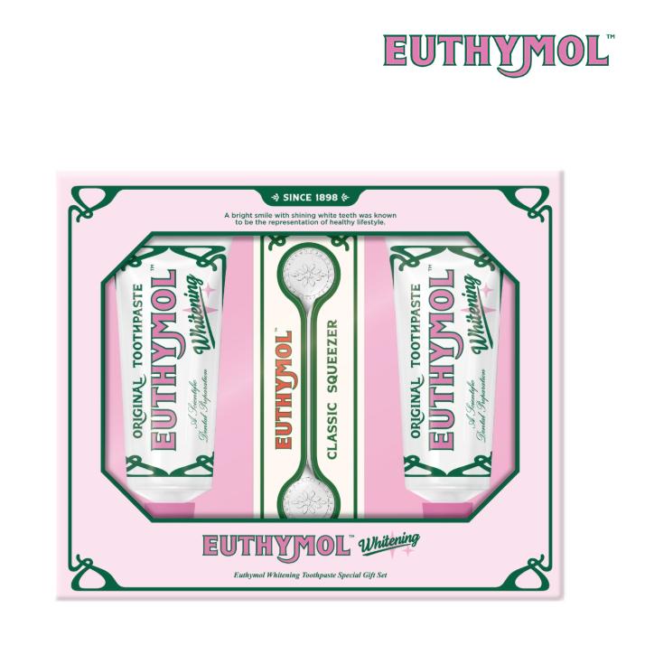 Euthymol Whitening Toothpaste Squeezer Gift Set - Holiday Gift Set, Christmas Kit, Remove Coffee & Tea Stain, Fluoride 1100ppm, Korean Oral Care, Aesthetic Oral Care, Oral hygiene, Bad Breath Care