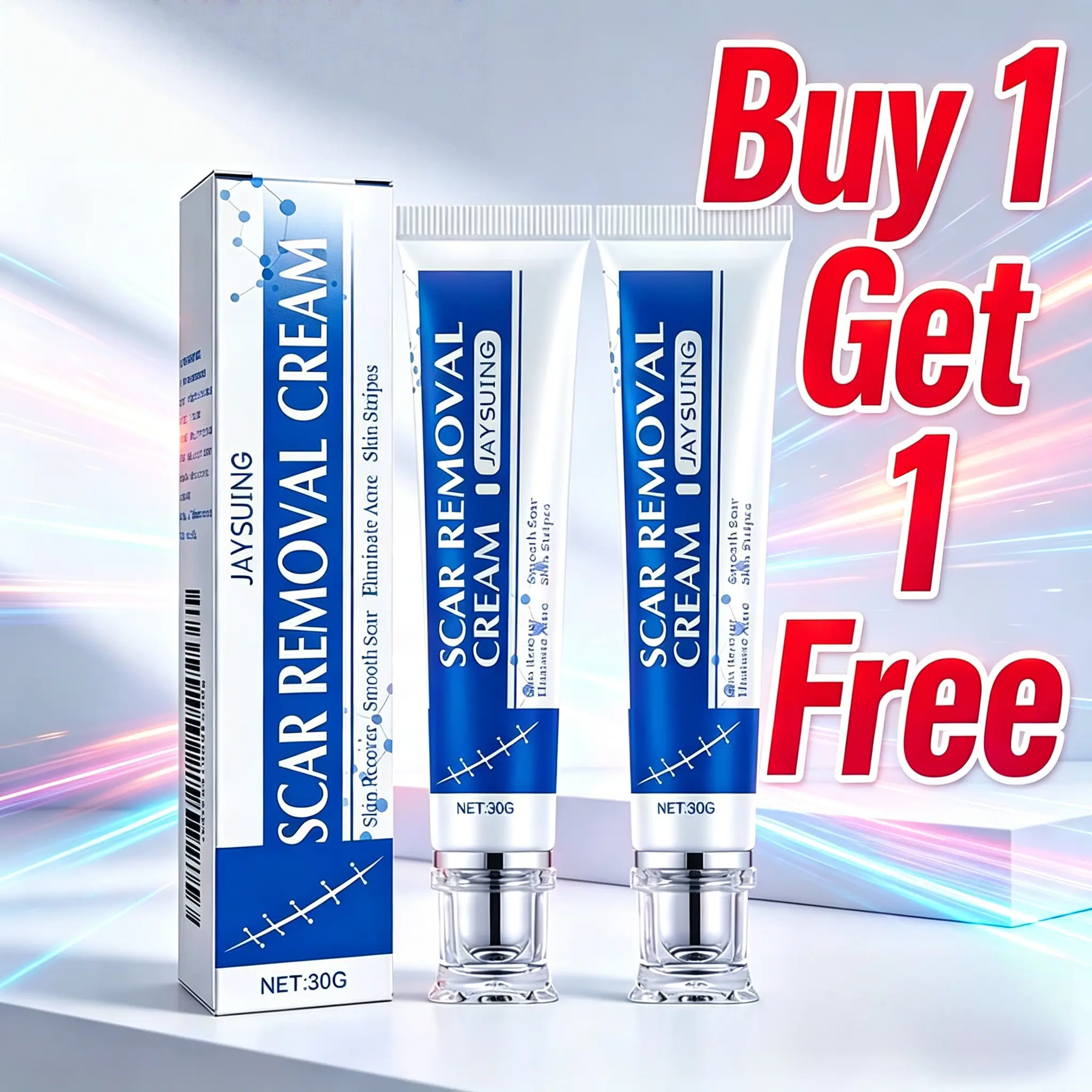 [Buy 1 Get 1] - scar repair cream, 30g, smooth and firm the skin, reduce wrinkles, remove dead skin cells - healing. Suitable for facial and body removal of old scars from burns and acne | fade dark scars
