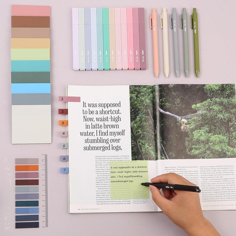 Mr. Pen Aesthetic Book Annotation Kit 38 pcs Retractable Gel Pens & Vibrant Highlighters Office Supplies Birthday Gift,  Back to School Supplies Student Essentials Learning Materials