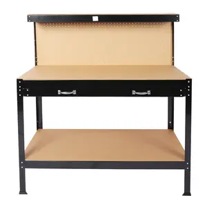 D ProTool Hub Steel Workbench Tool Storage Bench 63" with Drawer & Peg Board Durable MDF Panel & Powder-Coated Finish