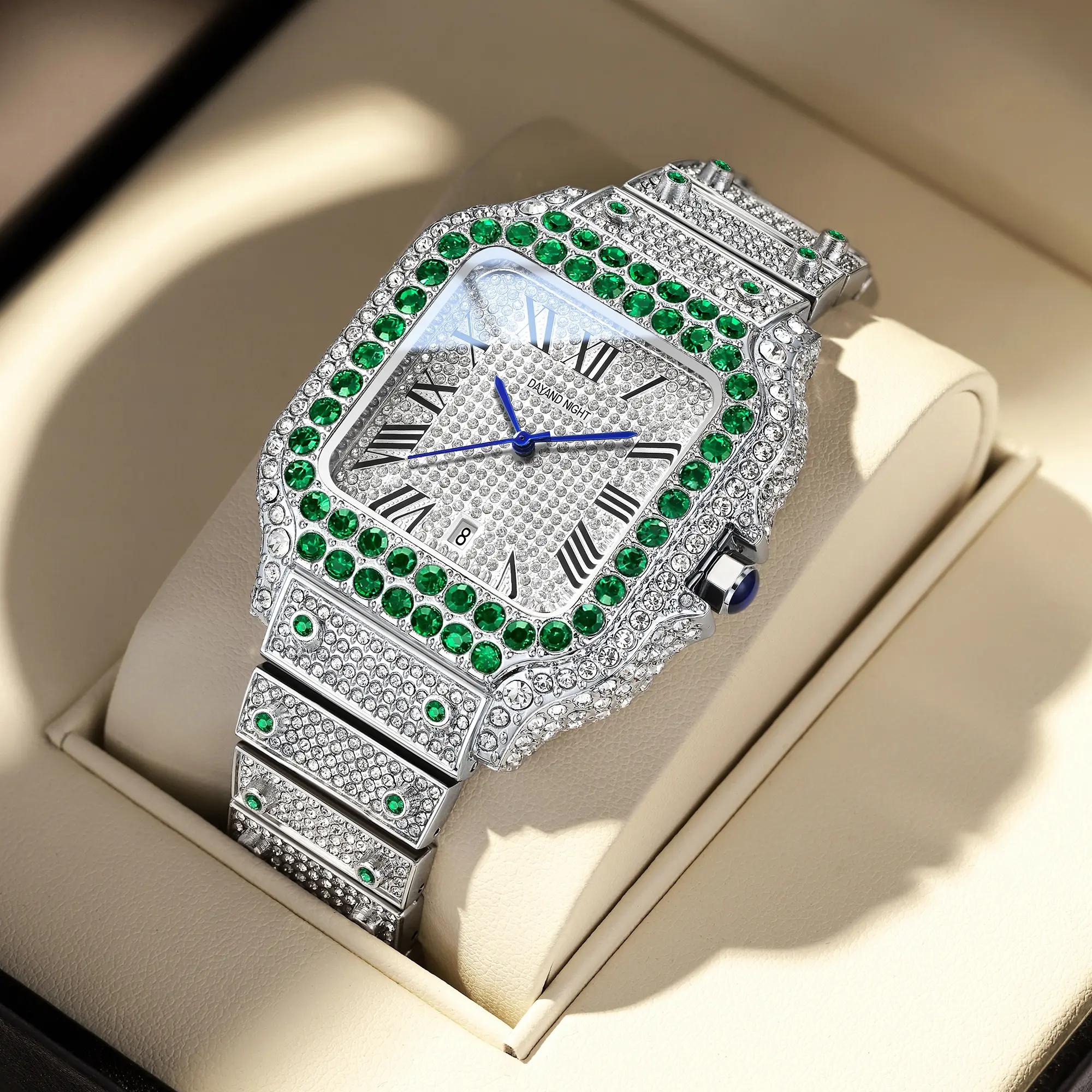Unisex Glamorous Iced Out Watch, 42mm Square Alloy Case with  display picture 1