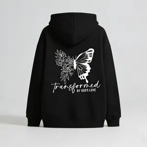 Unisex Romantic Printed Hoodie Letter Logo |   Floral  Prints on Back , Soft Warm Lining |   Autumn/Winter Fit, Daily Casual Style |   Machine-Washable Easy Care, Versatile & Easy to Wear