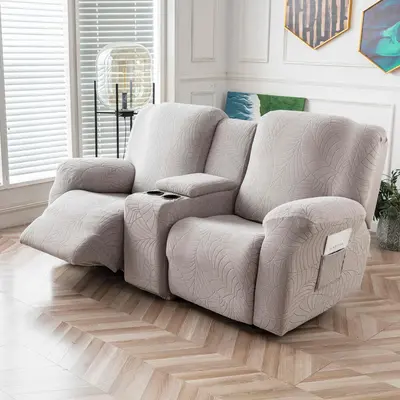 thumbnail image 2 of Reclining Loveseat Slipcover With Middle Console - 2 Seat Recliner Sofa Cover (Stretchy, Spandex) 2 of 6