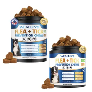 WEALLIN Flea & Tick Support Soft Chews for Dogs , 200ct, Formulated with Coconut Oil & Flaxseed, Daily Supplement for All Breeds