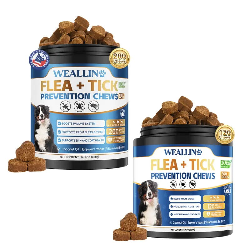 WEALLIN Dog Flea & Tick Support Soft Chews, 200ct is Daily Supplement with Coconut Oil & Flaxseed, Helps Reduce Skin Itch for All Breeds,tiktokshopbacktoschool human